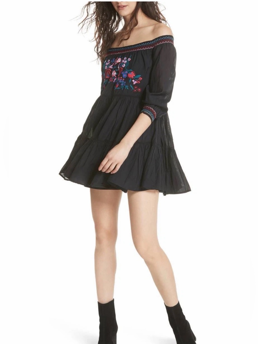 Free People Sunbeams Mini Dress XS Black